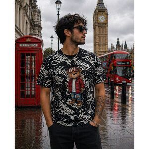 OG Hustle T-Shirt Unisex 4XL Black All-Over Teddy Bear Graphic Streetwear